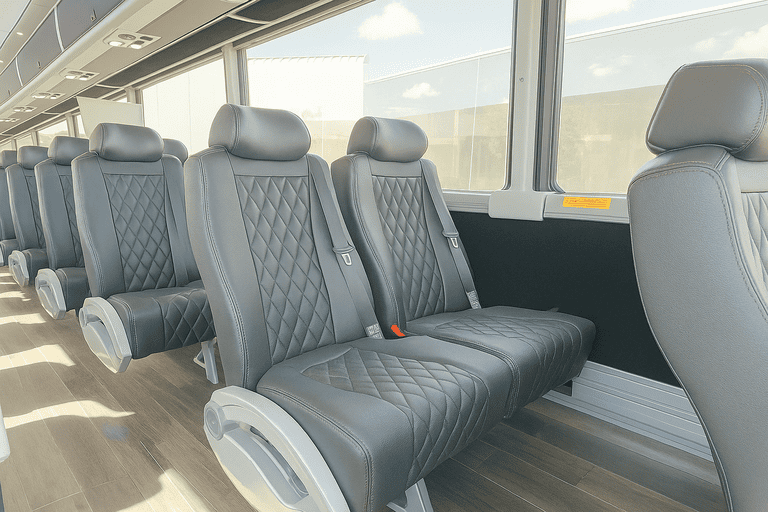 interior of Albuquerque Coach Bus Service charter bus